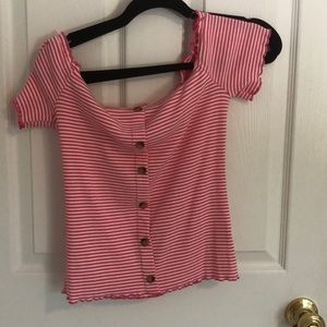 Pink and white striped top